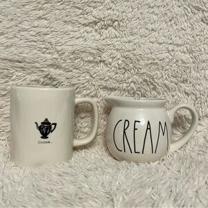 Rae Dunn by Magenta “Cocoa” Ceramic Mug and “Cream” ivory ceramic creamer”